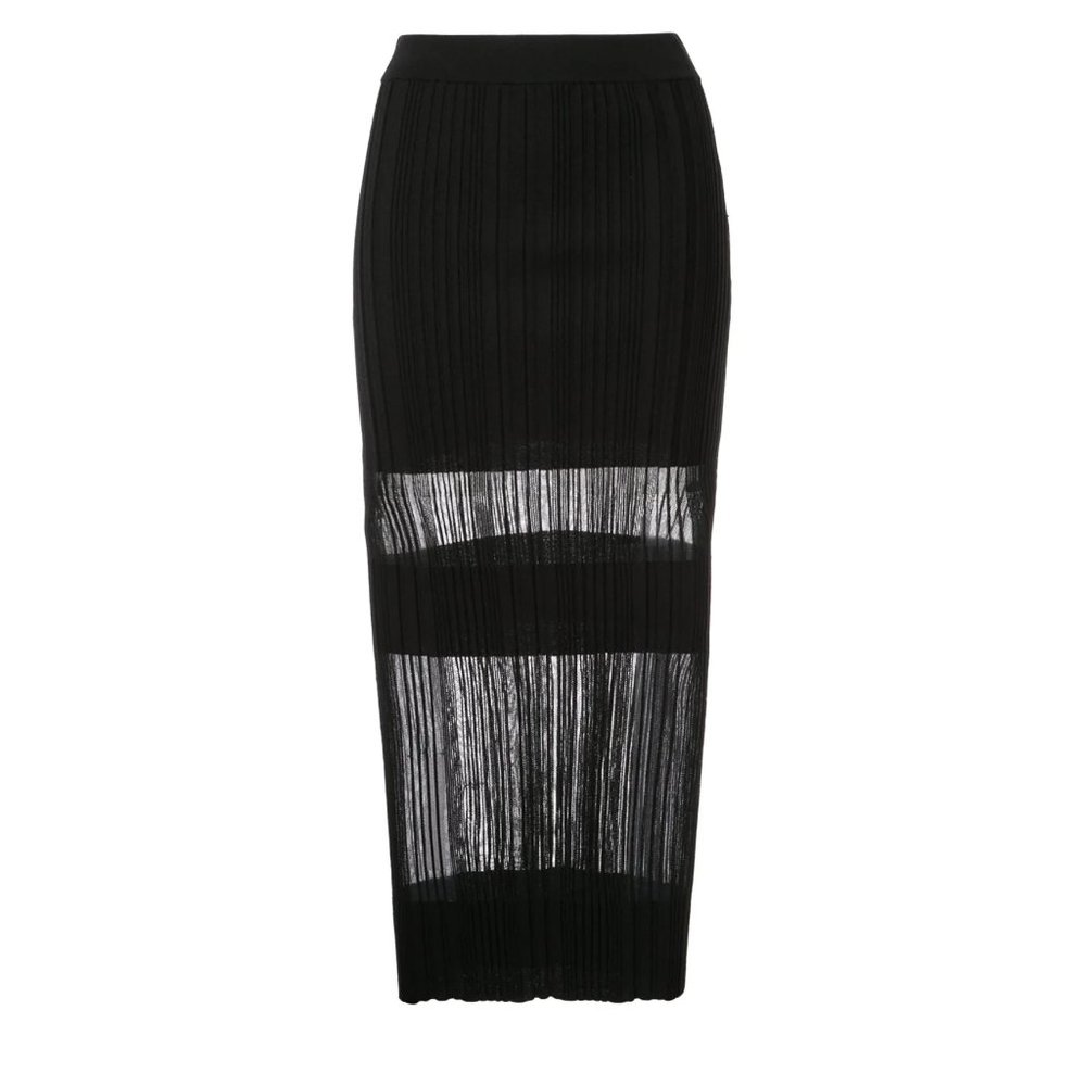 Dion Lee opacity sheer pleated stretch midi pencil skirt